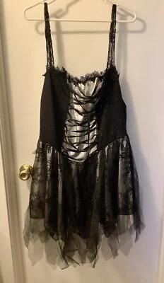 Trickz N Treatz Short Sexy Maid Dress Halloween Costume Sz 2X Black/Silver - Image 1 of 4
