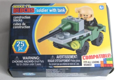 Make-It Blocks Soldier with Tank, Sealed Box, 25 pieces, fits leading brands - Image 1 of 3