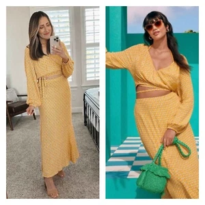 Rhode x Target Yellow Floral Long Sleeve Crop Top Maxi Skirt Two Piece Set Large - Picture 1 of 14