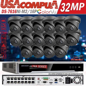 Hikvision 32MP 16 POE 8K NVR W/4MP DarkFigther Audio IP Camera Outdoor CCTV Lot - Picture 1 of 23