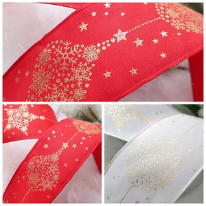 1m 40mm QUALITY,WIRED CHRISTMAS RIBBON RED IVORY GREY GOLD SILVER GIFT BOW CAKE - Picture 1 of 6