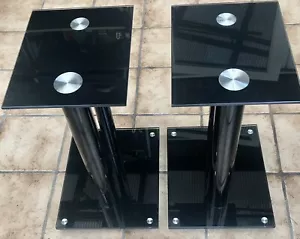 Monoprice 18” Inch Tempered Glass Speaker Stands (pair) + Adj. Floor Spikes Hifi - Picture 1 of 14