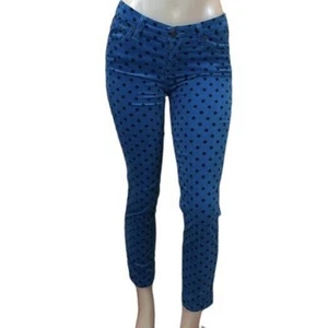 Pantalón AG Adriano Goldschmied The Stevie Tobillo Pana Azul Teal Lunares Talla 26 - Imagen 1 de 12