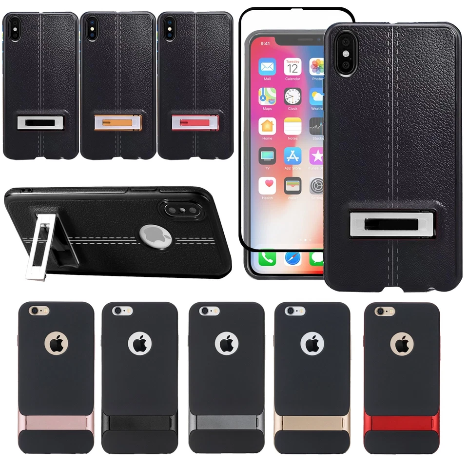 Case For iPhone X XS 8 7 6 Shockproof Kickstand Phone Cover & Screen Protector - Image 1 of 1