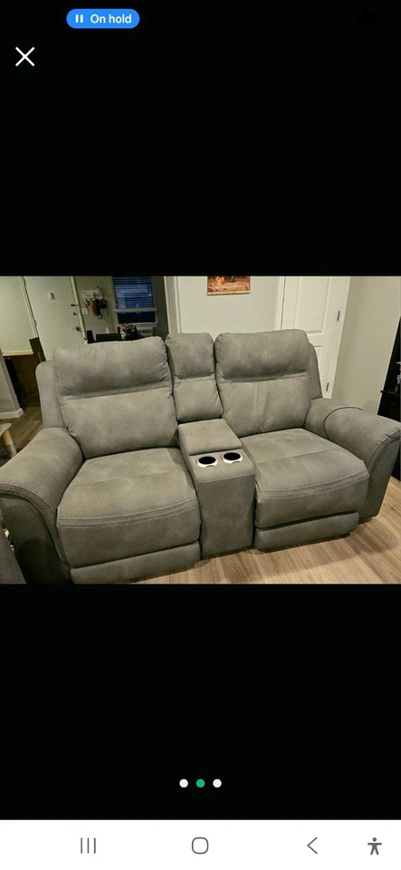 Ashley Furniture Next-Gen DuraPella Faux Leather Reclining Loveseat in Gray - Image 1 of 1