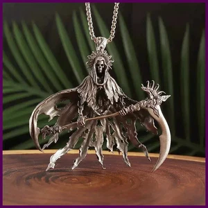 Collier homme gothique hell reaper faucille pendentif mort diable crâne bijoux punk - Photo 1/64