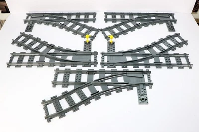 LEGO CITY Train 5 Aiguillages Gris ( 2 à droite 3 à gauche ) - Photo 1/3