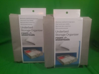 Organizador de armazenamento ROOM ESSENTIALS 29" x 23" conjunto de 2 top cinza transparente NOVO - Imagem 1 de 4