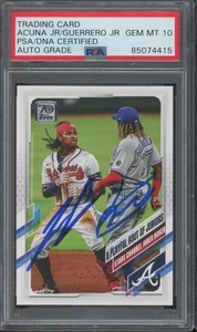 2021 Topps Ronald Acuña Jr Vladimir Guerrero Jr Dual Autograph PSA DNA 10 Auto - Bild 1 von 2