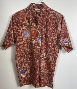 Reyn Spooner 4. Juli patriotisches Hawaiihemd Medium rot US-Flagge Knopfleiste - Bild 1 von 7