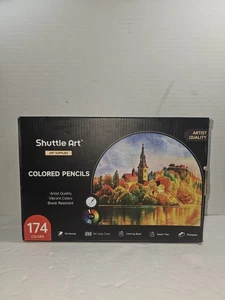 174 Colored Pencils, Shuttle Art Soft Core Coloring Sketch Pad Missing Sharpener - Picture 1 of 12