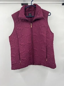 TIGI Floral Quilted Sleeveless Vest Jacket Burgundy Size 18/20 - Picture 1 of 3