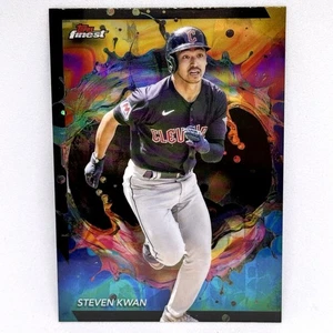 2024 Topps Finest Steven Kwan #244 RARE Oil Spill Refractor SSP Case Hit PR~ /5 - Picture 1 of 4