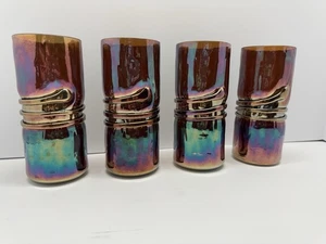 Vintage Esteban Prieto Iridescent Studio Art Glass 6" Set Of 4 Twist Snake Glass - Picture 1 of 17