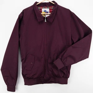 Chaqueta cortavientos Harrington forrada en franela borgoña para hombre XL capa de viaje - Imagen 1 de 15