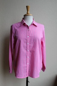 Foxcroft Pink Stripe Wrinkle Free Shaped Fit button up Shirt 12P - Picture 1 of 2