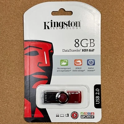 Kingston 8GB DataTraveler Data Traveler 101 G2 DT101 G2 USB 2.0 Flash Drive NEW - Image 1 of 3