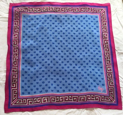 Bufanda de Colección Cuello Katja Azul Rosa Magenta Negro Seda 21" Cuadrada Deco Foto 1 de 4