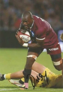 UNION BORDEAUX BEGLES RUGBY: MAHAMADOU DIABY SIGNED 6x4 ACTION PHOTO+COA - Picture 1 of 1