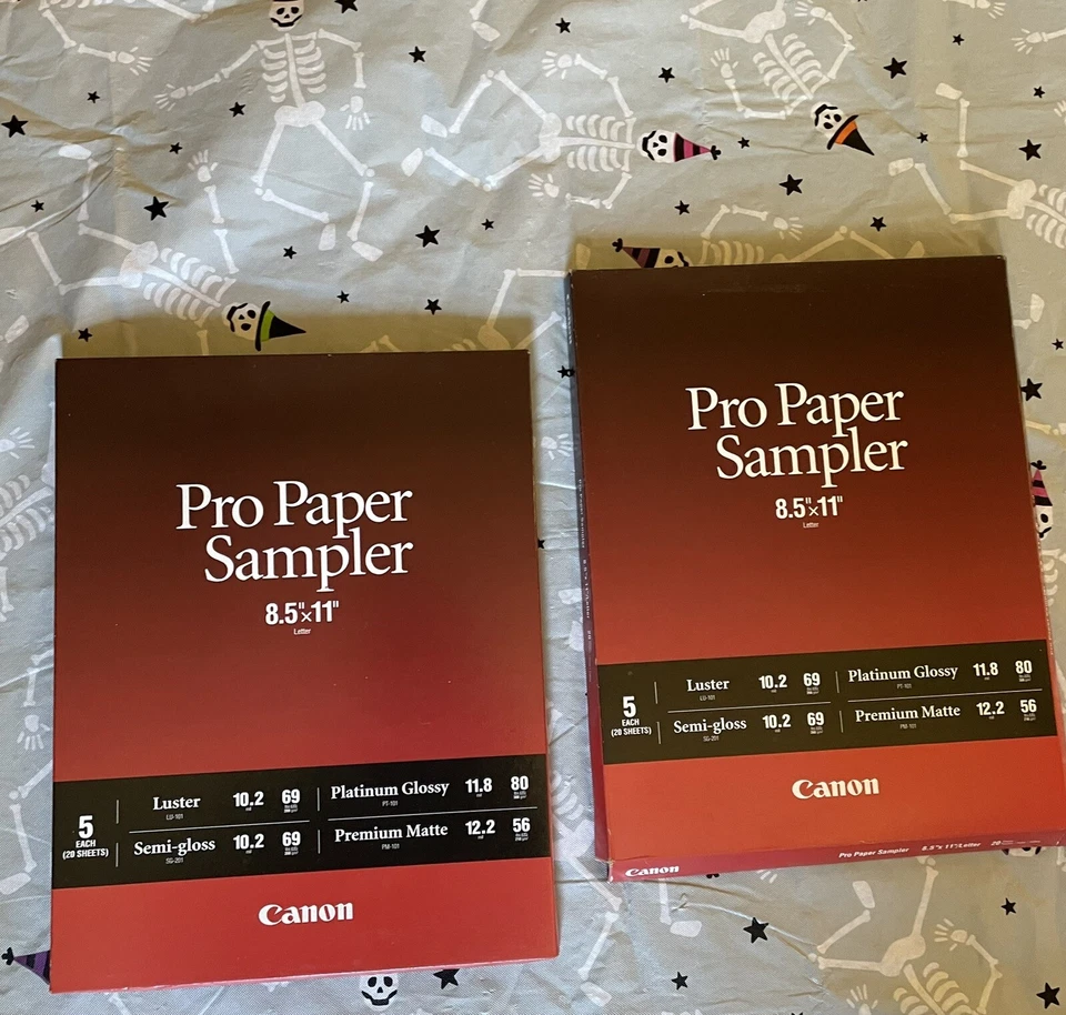 Canon Pro Paper Sampler 20 Sheets 8.5x11” Glossy Matte Luster Semi Gloss