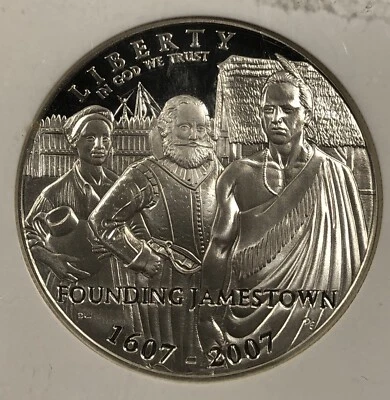 2007 Jamestown Silver Dollar 1.00 NGC PR70 Ult. Cam. - Image 1 of 4