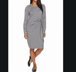 Exofficio Wanderlux gestreiftes Salama Damenkleid anthrazit meliert grau M 8 10 neu mit Etikett - Bild 1 von 5