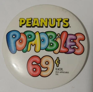 1980s McDonalds PEANUTS POPMOBILES Pinback Button Vintage Retro Staff Pin Rare - Picture 1 of 5