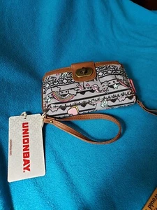NEW NWT Union Bay Unicorn & Rainbows Gray Wristlet Wallet Zip Around Kiss Close - Picture 1 of 6