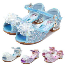 UK Kids Girls Elsa Princess Fancy Party Dress Sequins Crystal open-toe Sandals