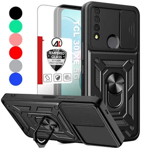 For TCL 30 XE 5G/Case Shockproof Ring Stand Phone Cover w/ Tempered Glass - Photo 1 sur 16