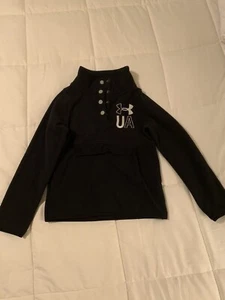 Under Armour Youth ColdGear 1/4 Zip / Snap Fleece Pullover YXS Black - Picture 1 of 5