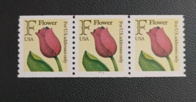 US Stamps Scott #2518, Plate #1111 Strip of 3. Coil 1991 Flower VF MNH Free Ship - Image 1 of 3