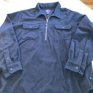 Vintage RL Polo Jeans Co. Fleece Shirt Mens X-Large Navy 1/4 Zip Double Pocket - Picture 1 of 9