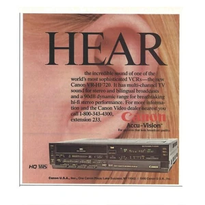 Canon Accu-Vision VCR Print Ad 1986 Vintage 80s Retro VHS VR-HF720 Video Tape - Picture 1 of 1