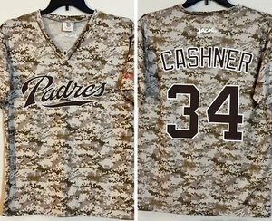 Camiseta deportiva camuflada de los Padres de San Diego Andrew Cashner #34 talla EE. UU. mediana, asiática XL - Imagen 1 de 7