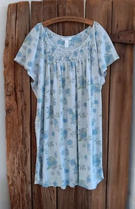 Adonna Nachtwäsche blau Blumen Nachthemd Negligee Spitzenbesatz Dessous groß - Bild 1 von 8
