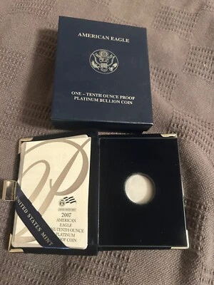 1/10 Ounce PLATINUM Eagle Coin 2007 PROOF BOXES & COA Only Empty One-tenth - Image 1 of 4