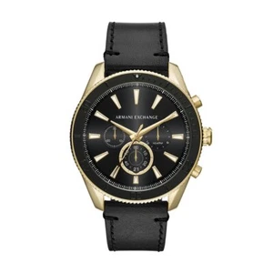 Reloj Armani Exchange Ax1818 Correa Cuero Piel de becerro Negro Dorado Impermeable - Imagen 1 de 2