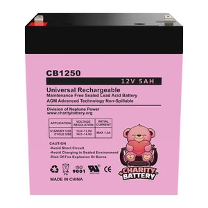 Replacement SLA Battery For Leoch DJW12- 4.5 12V 5 AH F1 by Charity Battery - Picture 1 of 5
