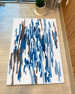 Hand Tufted Blue Abstract Rug, 100% Wool Modern Luxury Area Rug for Home Decor - Picture 1 of 4