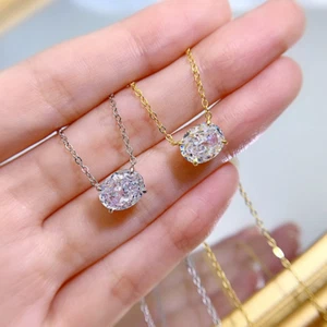 Nuovo Ciondolo Collana Argento Sterling Donna Pietra Pregiata Diamante Oro 18K - Foto 1 di 8