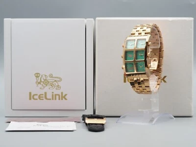 *Como Nuevo* Caja Papel ICE LINK 4TIME ZONE Cuarzo Esfera Verde Reloj Hombre De Japón Foto 1 de 4