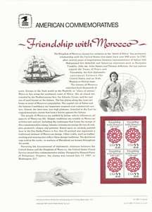 # 288 22c Amistad con Marruecos #2349 1987 USPS PANEL DE SELLOS CONMEMORATIVOS - Imagen 1 de 2