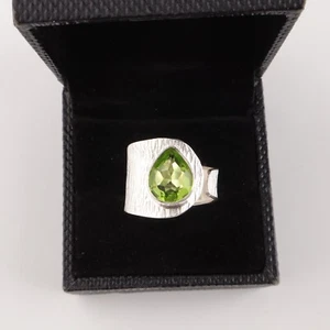 Peridot Gemstone 925 Sterling Silver Ring Handmade Jewelry Ring Gift For Love - Picture 1 of 3
