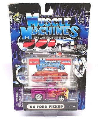 Muscle Machines 1/64 Scale 71151 01-84 - 1956 Ford Pick-Up Truck Purple & Flames - Image 1 of 4