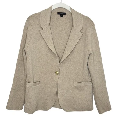 J.Crew Sweater Blazer Womens Small Beige Knit One Button Pockets AW687 Jacket - Image 1 of 4