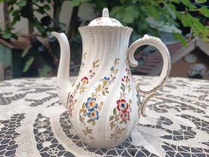 Ancienne Cafetière Sarreguemines Perlé Torsadé Décor Floral - Photo 1/16