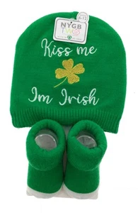 NYBG Boys Beanie Hats Knit Lightweight Green Size 6-12 months Geometric - Picture 1 of 12