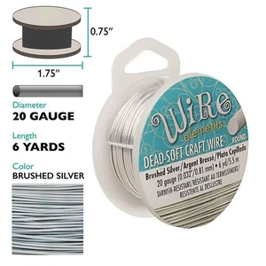 Wire, 6 Yard Spool Non Tarnish Silver 20 Gauge Round Wrapping Wire - Picture 1 of 4