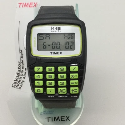 Timex 1440 Calculadora Deportiva Reloj Hombre Digital Indiglo Alarma Negro Batería Nueva Foto 1 de 4